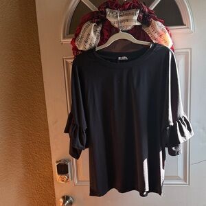 Elegant Black Ruffle Sleeve Top